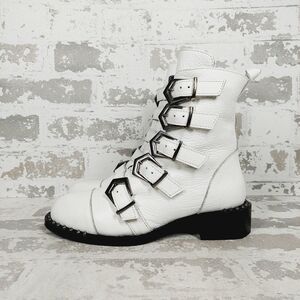 NEW Sheridan Mia Knight Buckle Boot In White Leather E1030